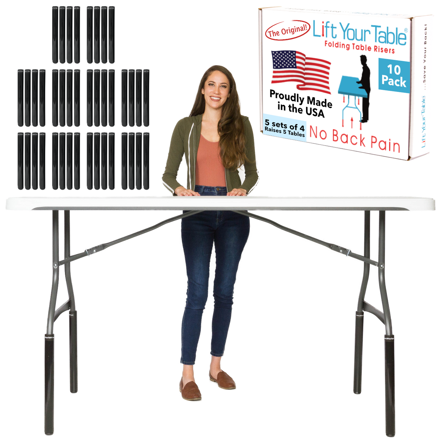(10 Pack/1 Case) Folding Table Risers Commercial Packs (Choose Your Risers)