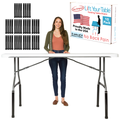 (10 Pack/1 Case) Folding Table Risers Commercial Packs (Choose Your Risers)