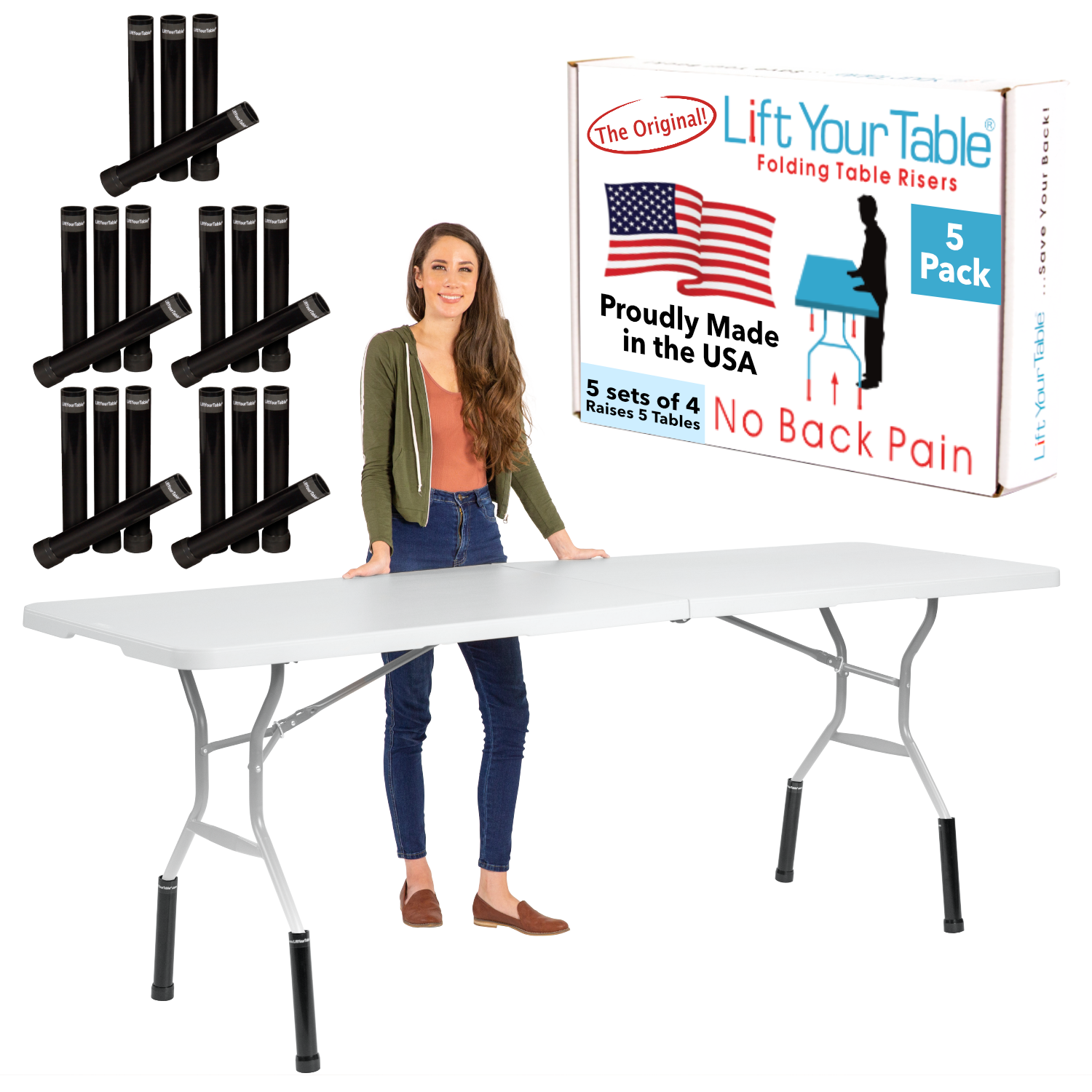 (5 Pack) Folding Table Risers Commercial Packs (Choose Your Height and ...