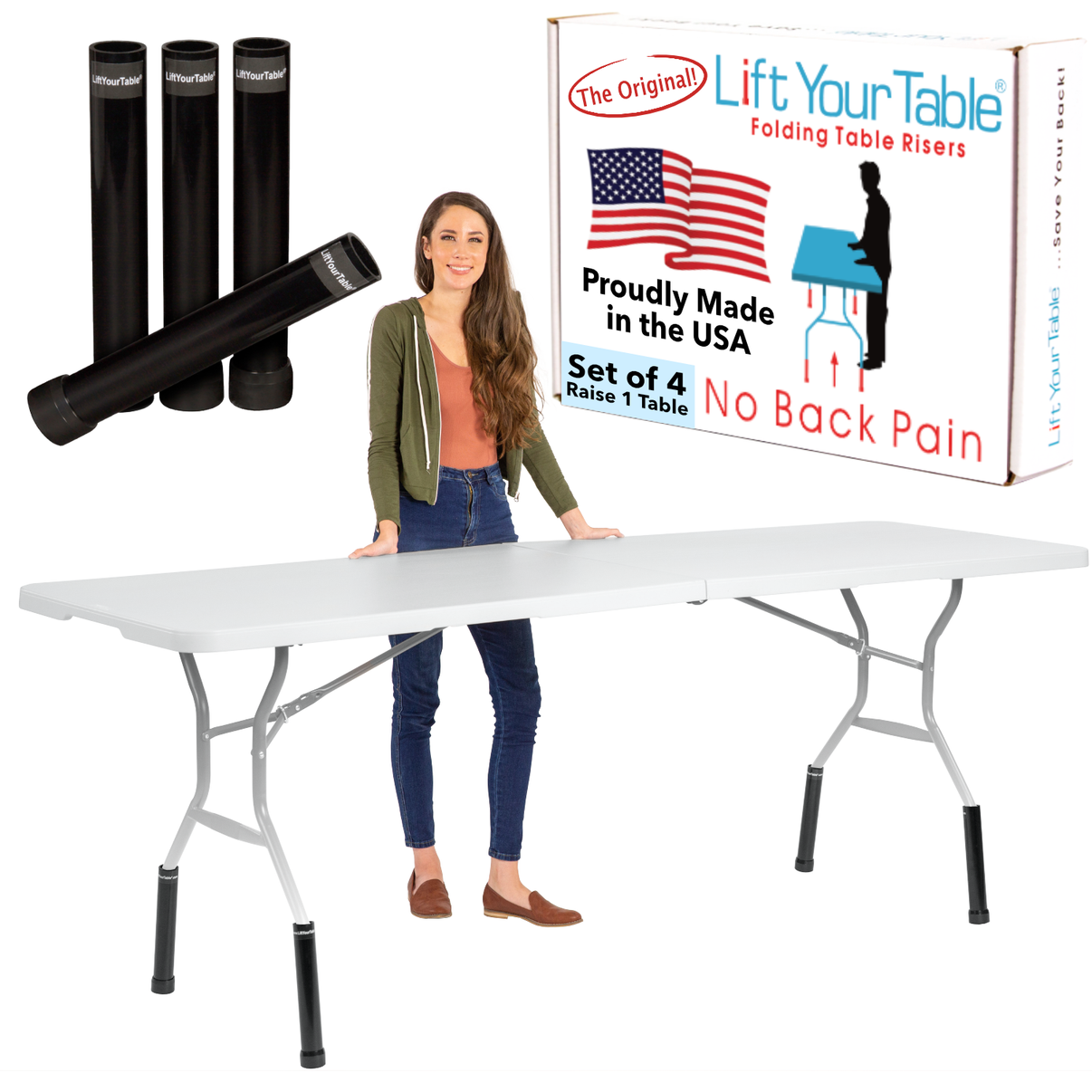Folding Table Risers (Choose Your Height and Foot) – Lift Your Table ...
