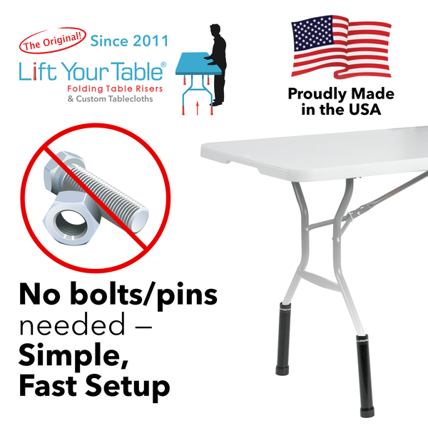 Folding Table Risers (Choose Your Height and Foot) – Lift Your Table ...