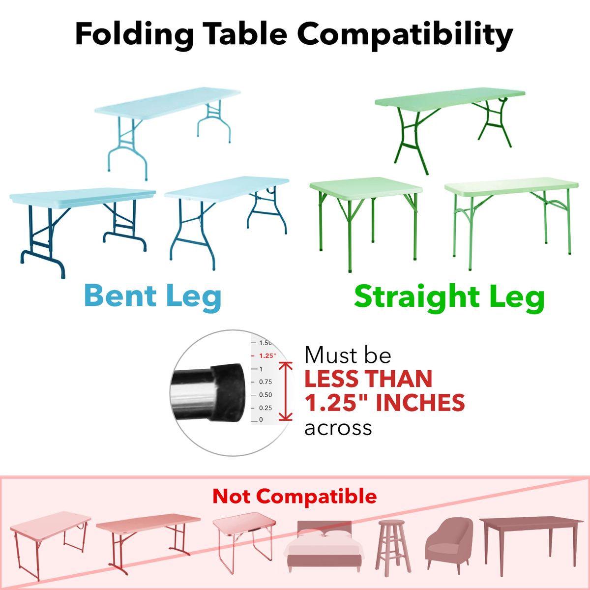 Folding Table Risers (Choose Your Height and Foot) – Lift Your Table ...