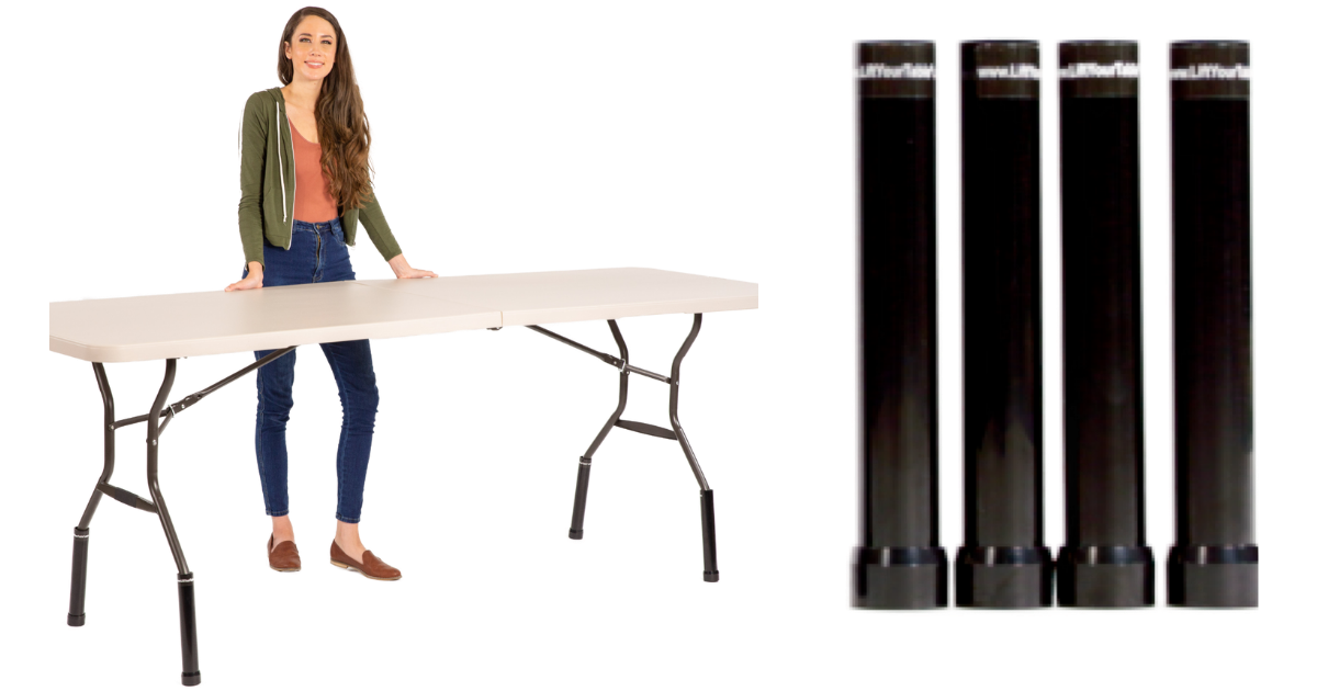 Save Your Back No Tools! Details about   Lift Your Table™ folding table risers extenders 